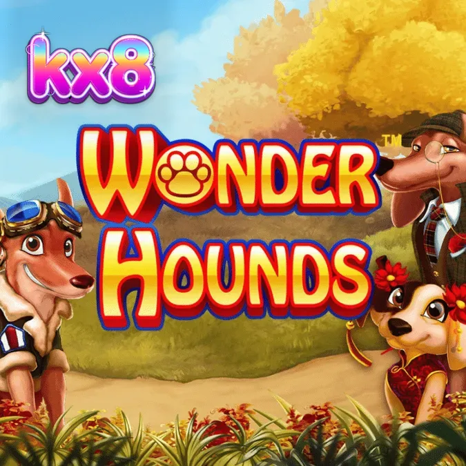 Wonder Hounds স্লট গেমের ইন্টারফেস এবং কুকুর-থিমযুক্ত প্রতীকসমূহ